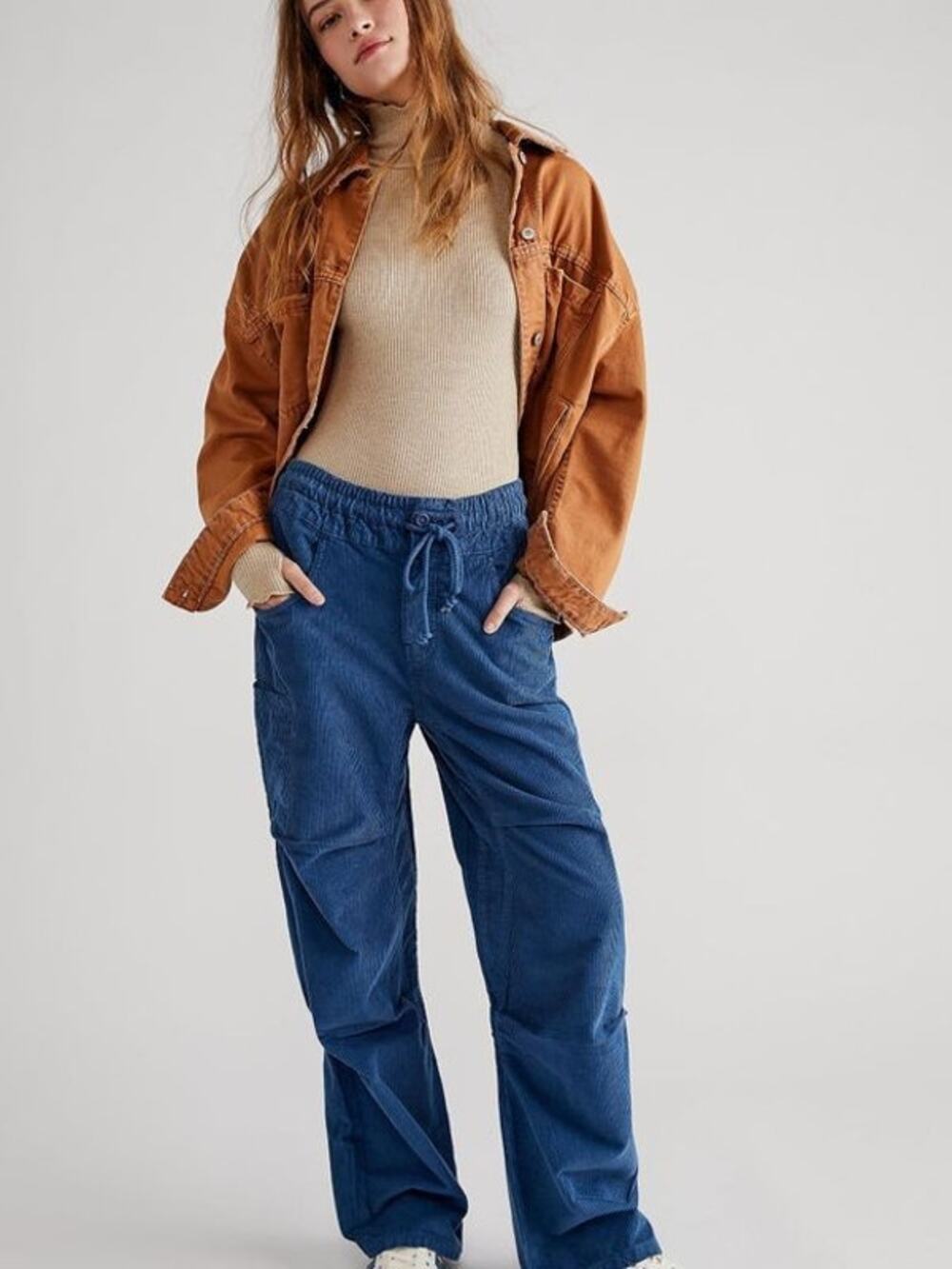 NWT Free People Modern Love Pull-On Cord Jeans $148 MEDIUM Blue